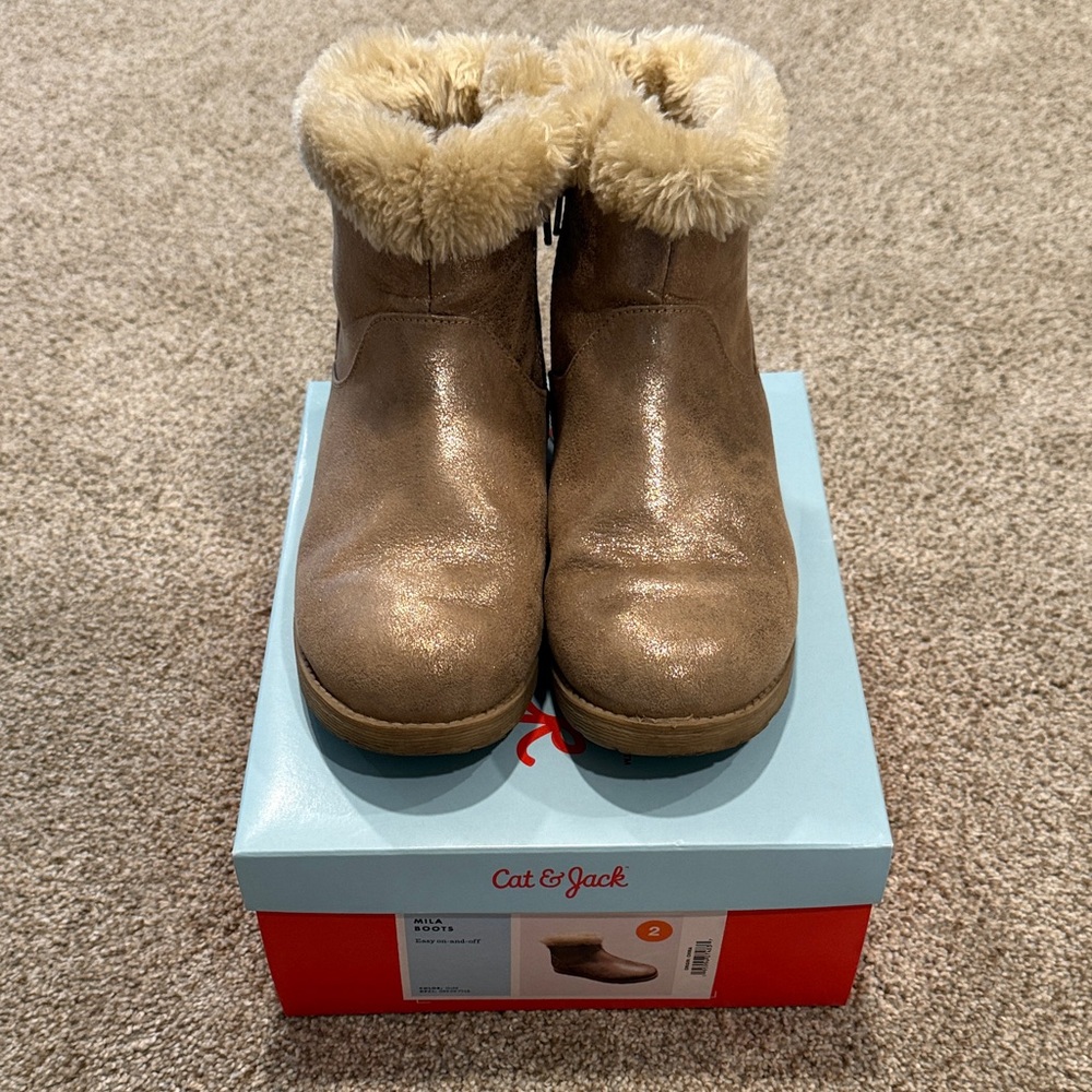 Cat & Jack Kids' Gold Faux-Fur Ankle Boots